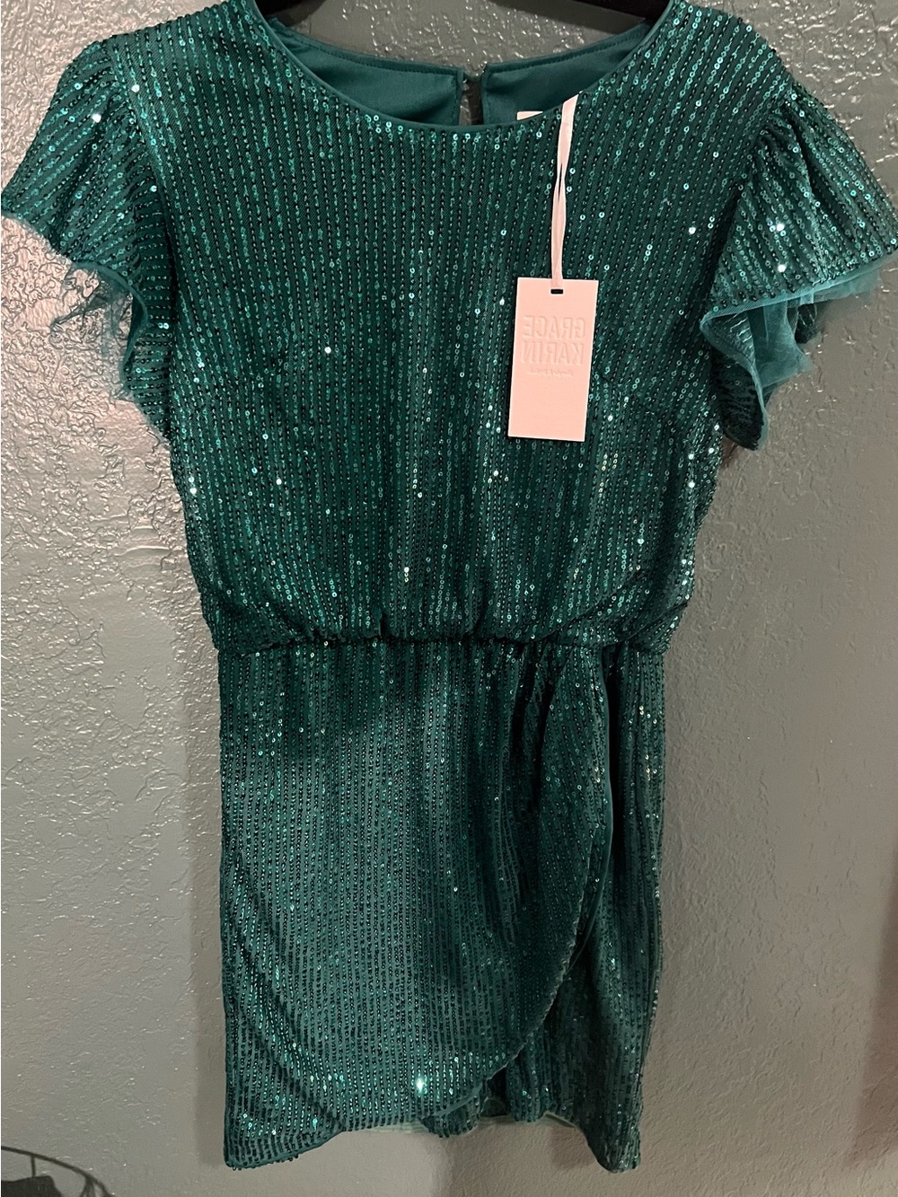 GRACE KARIN Emerald Green Sequin Dress NWT Sparkly Holiday, NYE, Party